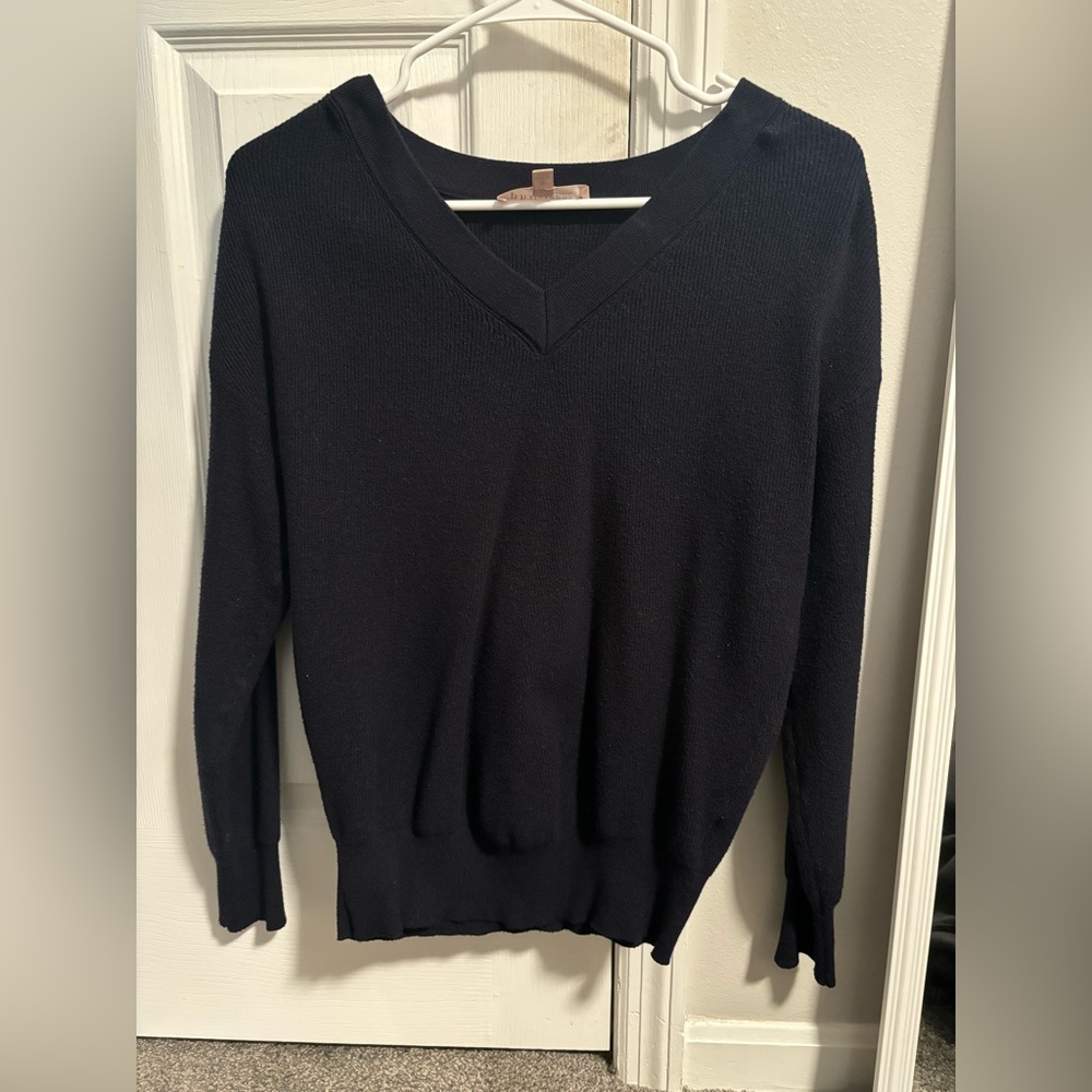 philosophy v neck sweater in navy blue